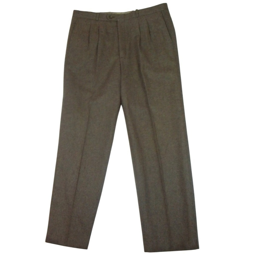 John Henry Vtg Wool Blend Dress Pants Mens‎ Sz 36x32 Straight Brown Pleated